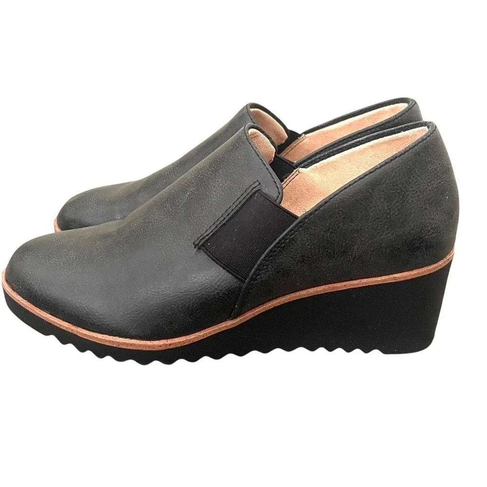 NEW LifeStride Velocity 2.0 Black Wedge Slip On Loafer Shoes Womens‎ 6